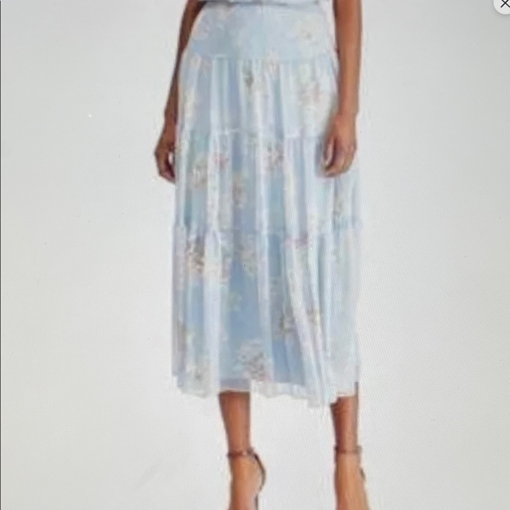 LAUREN RALPH LAUREN FLORAL GEORGETTE TIERED SKIRT.
